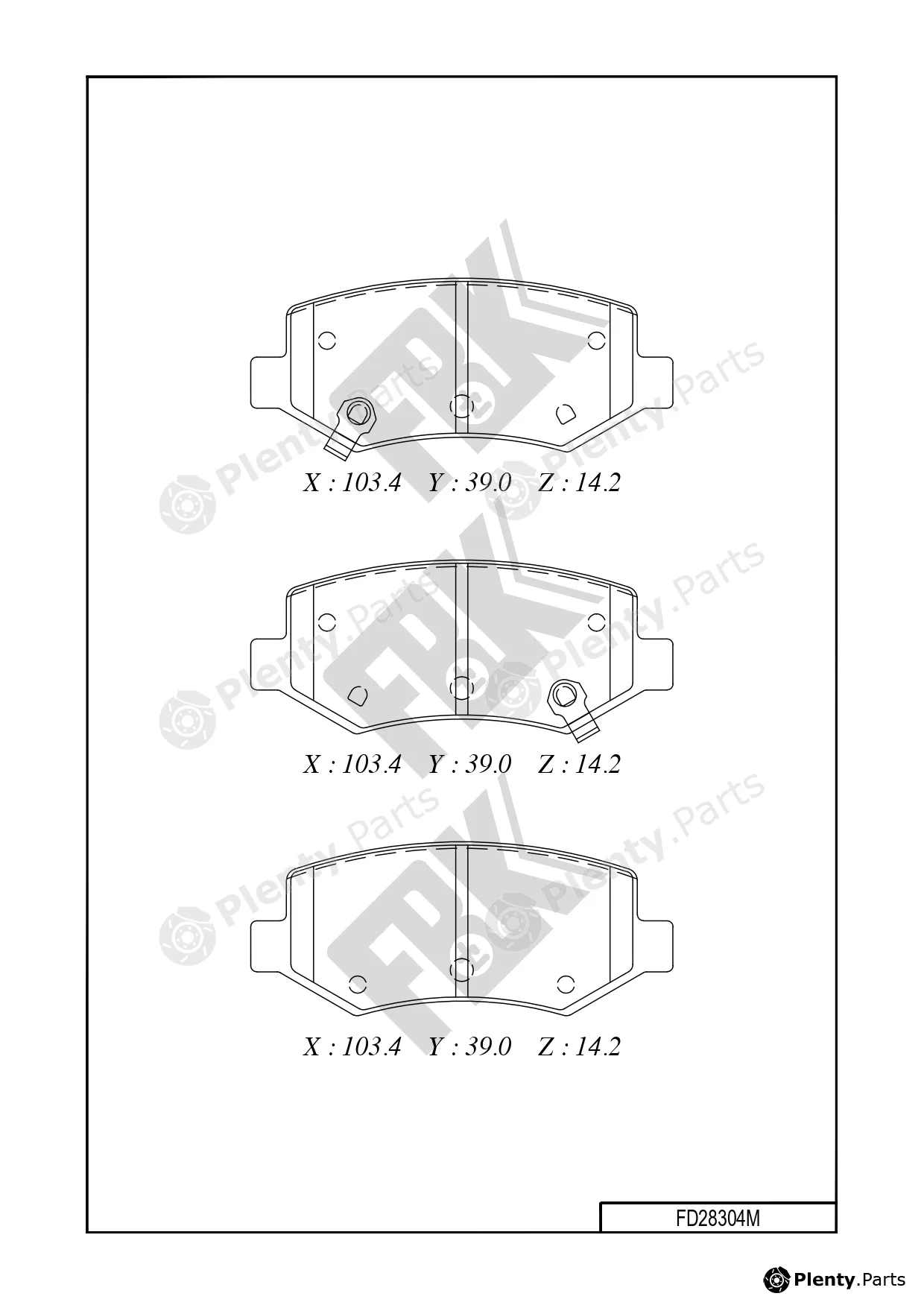 FBK FD28304M — Brake Pad Set, disc brake