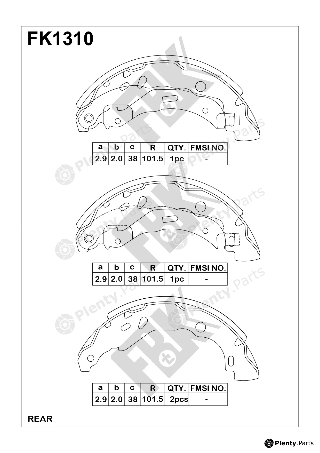 FBK FK1310 — Brake Shoe Set