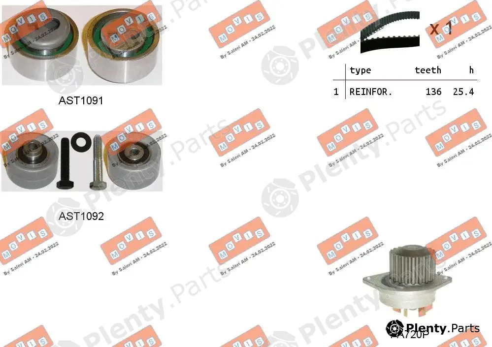 Movis ASTK0898PA — Water Pump & Timing Belt Kit