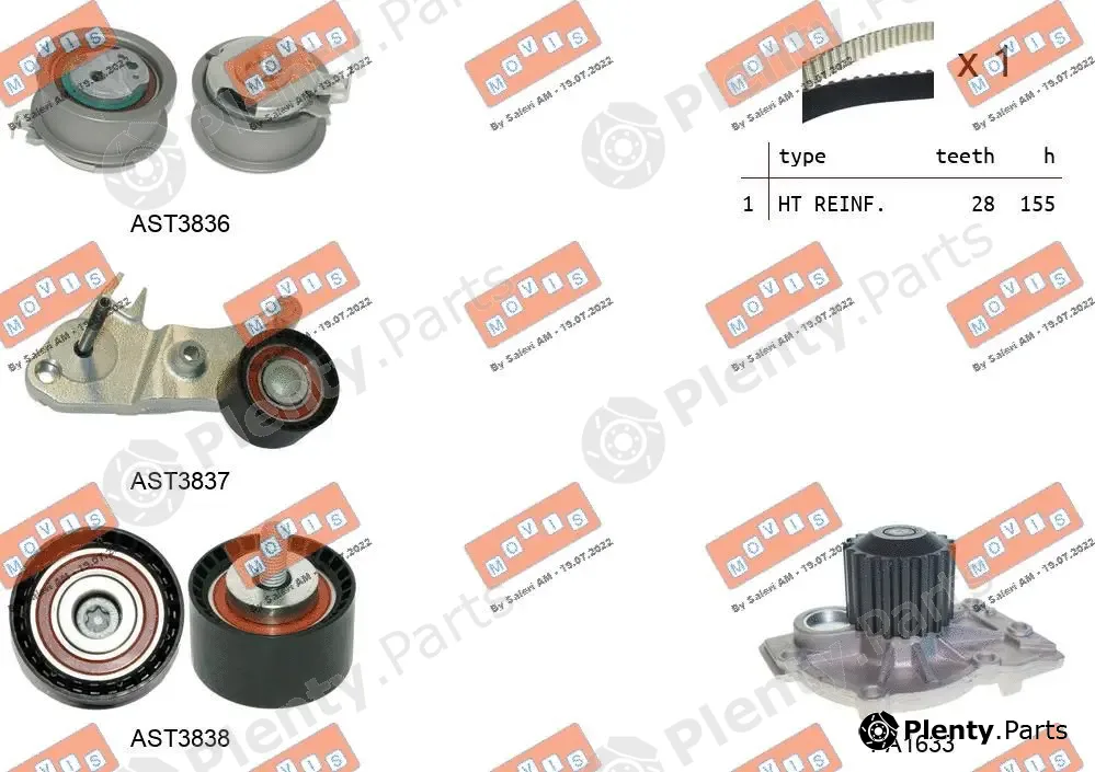 Movis ASTK1292PA — Water Pump & Timing Belt Kit