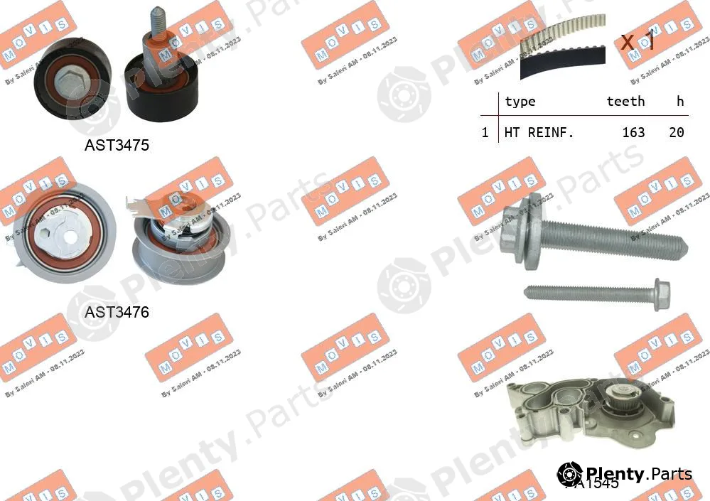 Movis ASTK1174PA2 — Water Pump & Timing Belt Kit