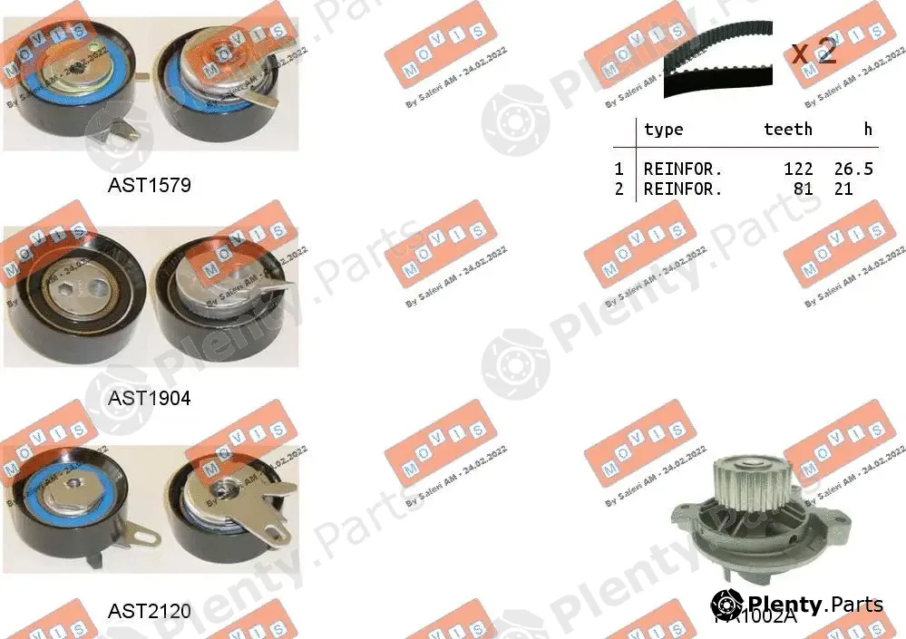 Movis ASTK0946PA — Water Pump & Timing Belt Kit