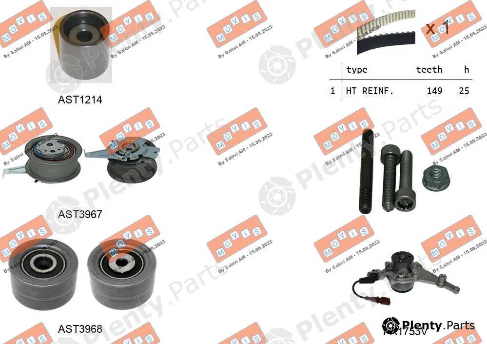Movis ASTK1298PA2 — Water Pump & Timing Belt Kit