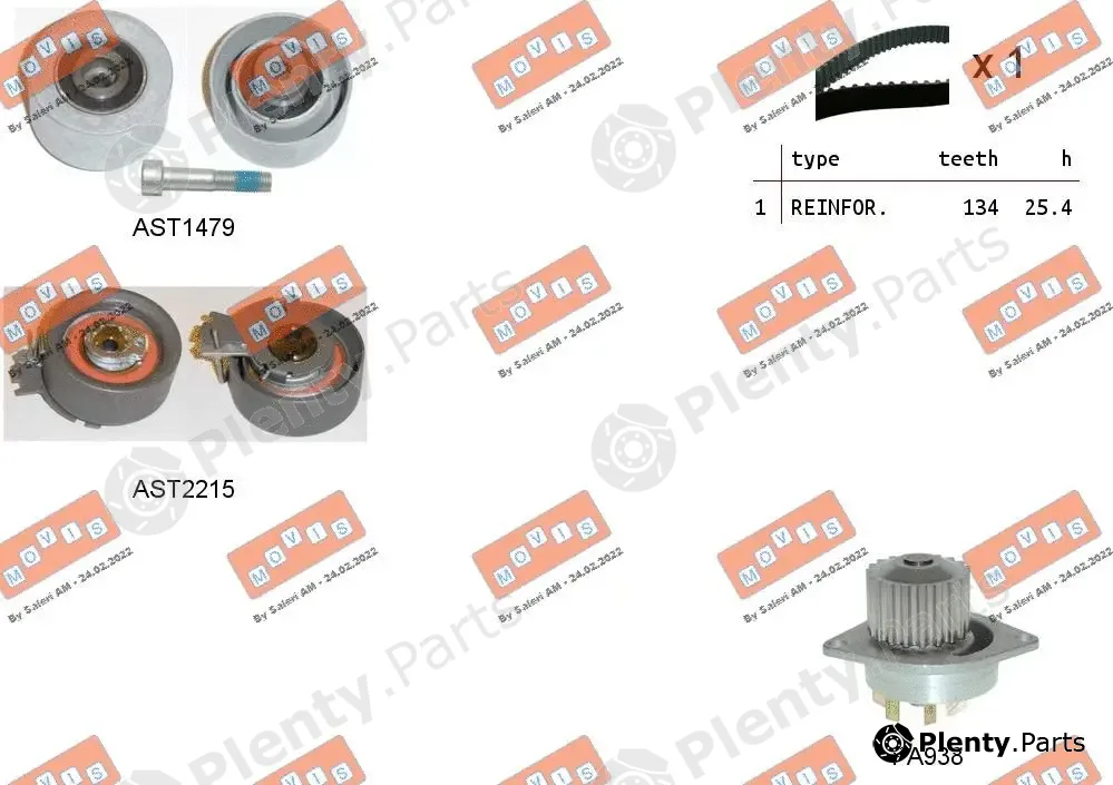 Movis ASTK0923PA — Water Pump & Timing Belt Kit
