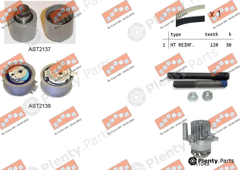 Movis ASTK0867PA3 — Water Pump & Timing Belt Kit