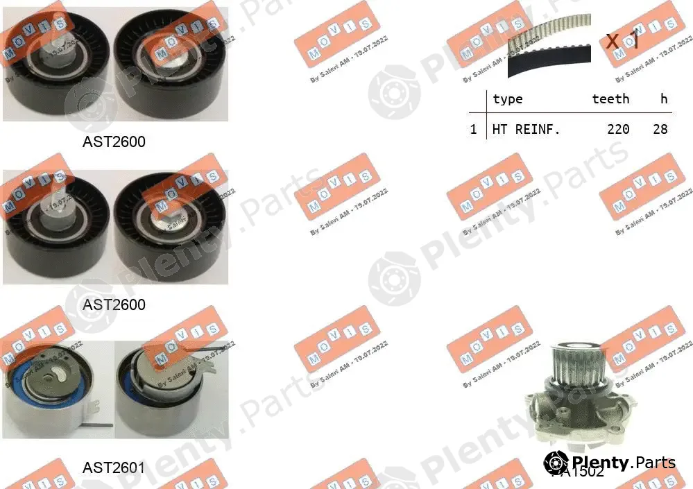 Movis ASTK1067PA — Water Pump & Timing Belt Kit
