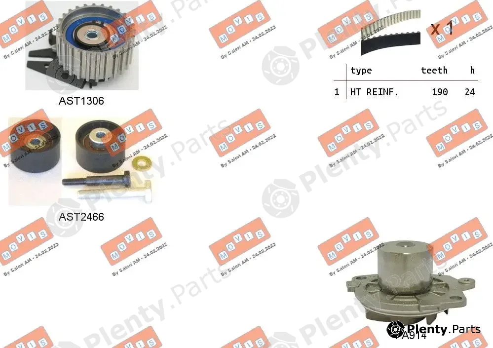 Movis ASTK1093PA — Water Pump & Timing Belt Kit