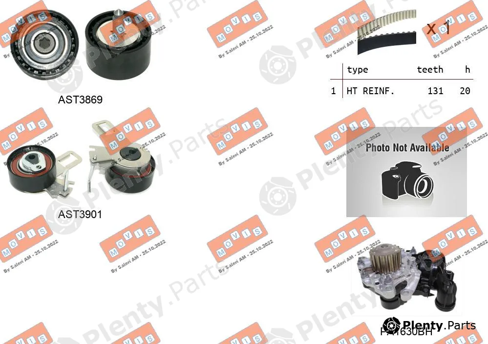 Movis ASTK1287PA2 — Water Pump & Timing Belt Kit