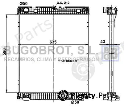 Bugobrot 40-MN0009 — Radiator, engine cooling