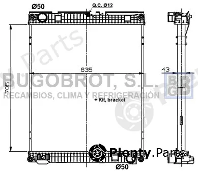Bugobrot 40-MN0010 — Radiator, engine cooling
