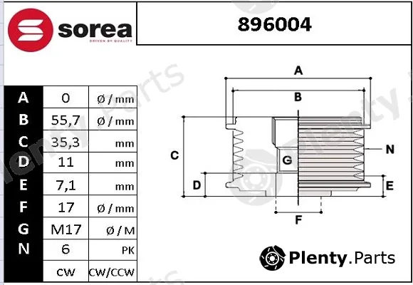 Startcar 896004 — Alternator Freewheel Clutch