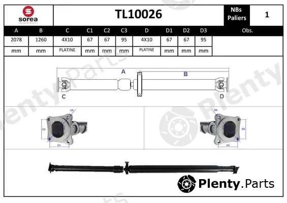 Startcar TL10026 — Propshaft, axle drive