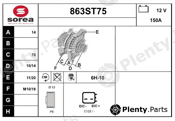 Startcar 863ST75 — Alternator