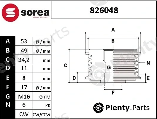 Startcar 826048 — Alternator Freewheel Clutch