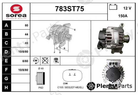 Startcar 783ST75 — Alternator