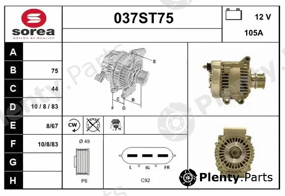 Startcar 037ST75 — Alternator
