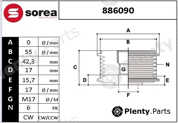 Startcar 886090 — Alternator Freewheel Clutch