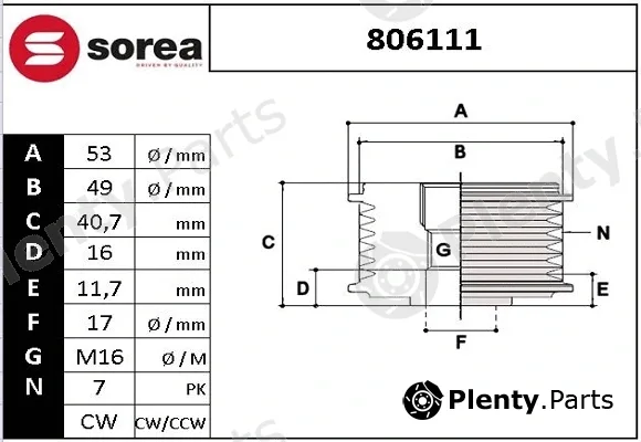 Startcar 806111 — Alternator Freewheel Clutch