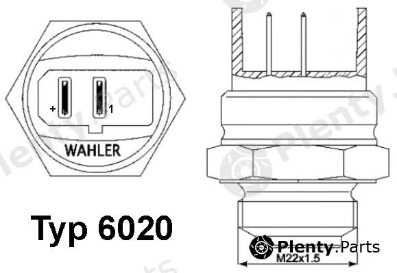BorgWarner (Wahler) 6020.95D — Temperature Switch, radiator fan