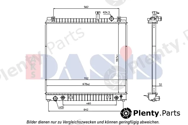 AKS Dasis 070166N — Radiator, engine cooling