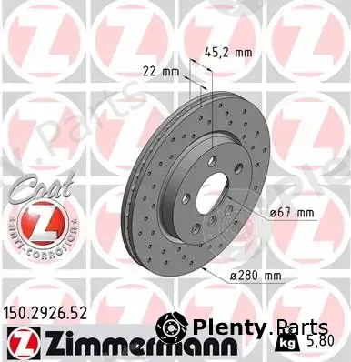 Zimmermann 150.2926.52 — Brake Disc SPORT BRAKE DISC COAT Z