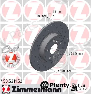 Zimmermann 450.5211.52 — Brake Disc SPORT BRAKE DISC COAT Z