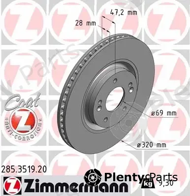Zimmermann 285.3519.20 — Brake Disc COAT Z