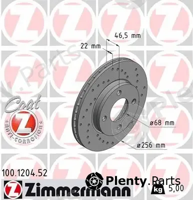 Zimmermann 100.1204.52 — Brake Disc SPORT BRAKE DISC COAT Z