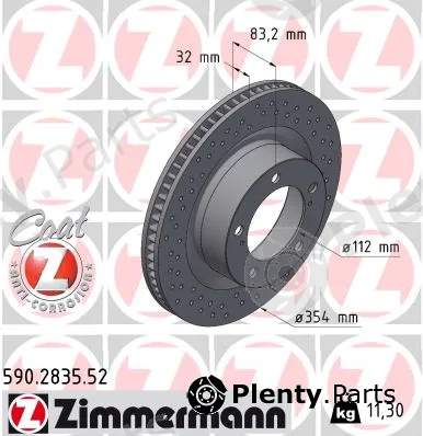 Zimmermann 590.2835.52 — Brake Disc SPORT BRAKE DISC COAT Z