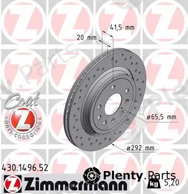 Zimmermann 430.1496.52 — Brake Disc SPORT BRAKE DISC COAT Z