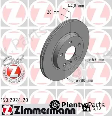 Zimmermann 150.2924.20 — Brake Disc COAT Z