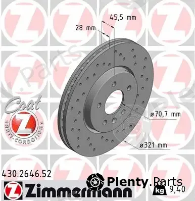 Zimmermann 430.2646.52 — Brake Disc SPORT BRAKE DISC COAT Z