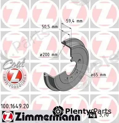 Zimmermann 100.1649.20 — Brake Drum COAT Z