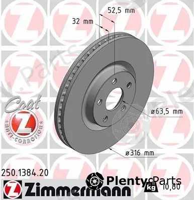 Zimmermann 250.1384.20 — Brake Disc COAT Z