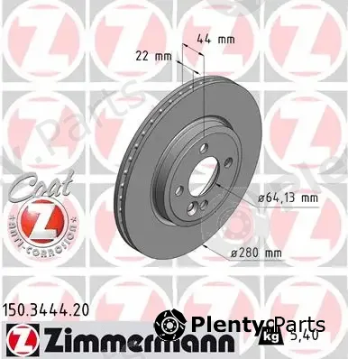 Zimmermann 150.3444.20 — Brake Disc COAT Z