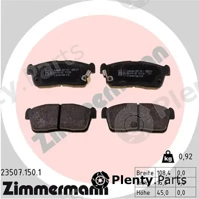 Zimmermann 23507.150.1 — Brake Pad Set, disc brake