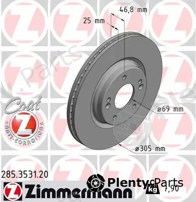Zimmermann 285.3531.20 — Brake Disc COAT Z