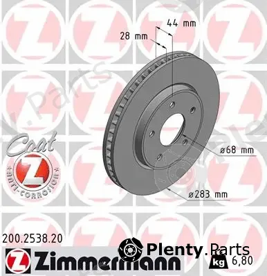 Zimmermann 200.2538.20 — Brake Disc COAT Z