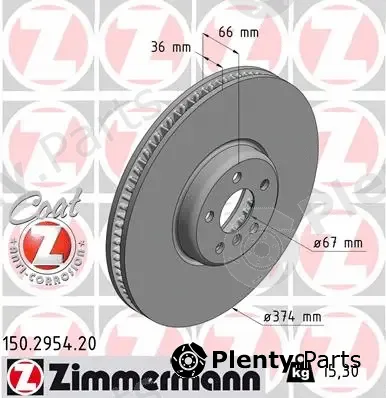 Zimmermann 150.2954.20 — Brake Disc COAT Z