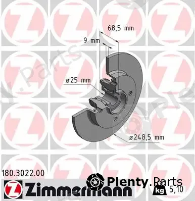 Zimmermann 180.3022.00 — Brake Disc