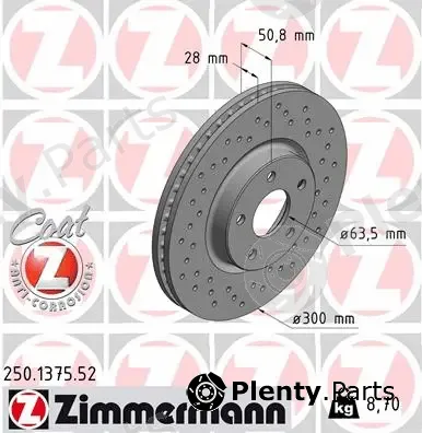 Zimmermann 250.1375.52 — Brake Disc SPORT BRAKE DISC COAT Z