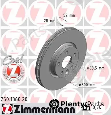 Zimmermann 250.1360.20 — Brake Disc COAT Z