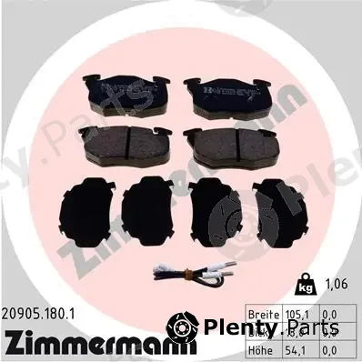 Zimmermann 20905.180.1 — Brake Pad Set, disc brake