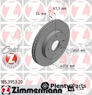 Zimmermann 185.3953.20 — Brake Disc COAT Z