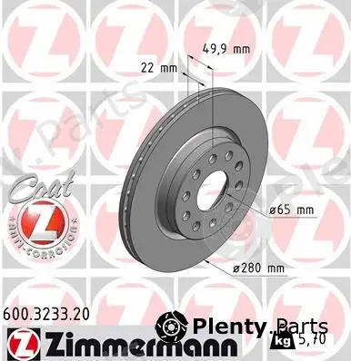 Zimmermann 600.3233.20 — Brake Disc COAT Z