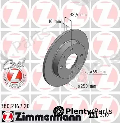Zimmermann 380.2167.20 — Brake Disc COAT Z