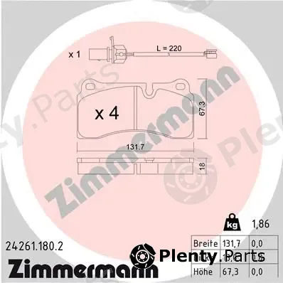 Zimmermann 24261.180.2 — Brake Pad Set, disc brake