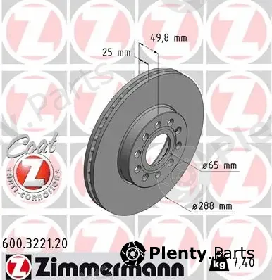 Zimmermann 600.3221.20 — Brake Disc COAT Z