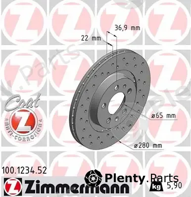 Zimmermann 100.1234.52 — Brake Disc SPORT BRAKE DISC COAT Z
