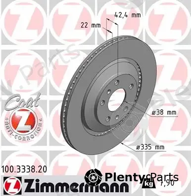 Zimmermann 100.3338.20 — Brake Disc COAT Z